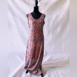 Tribal Sleeveless Geometric Print Maxi Dress w/ lining. YT7